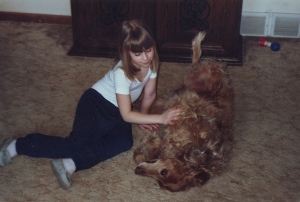 My dog, Ginger, and me, around 1987